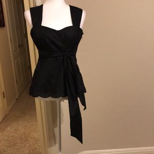 Loft - Black Sleeveless Top Ties in front -size 6P